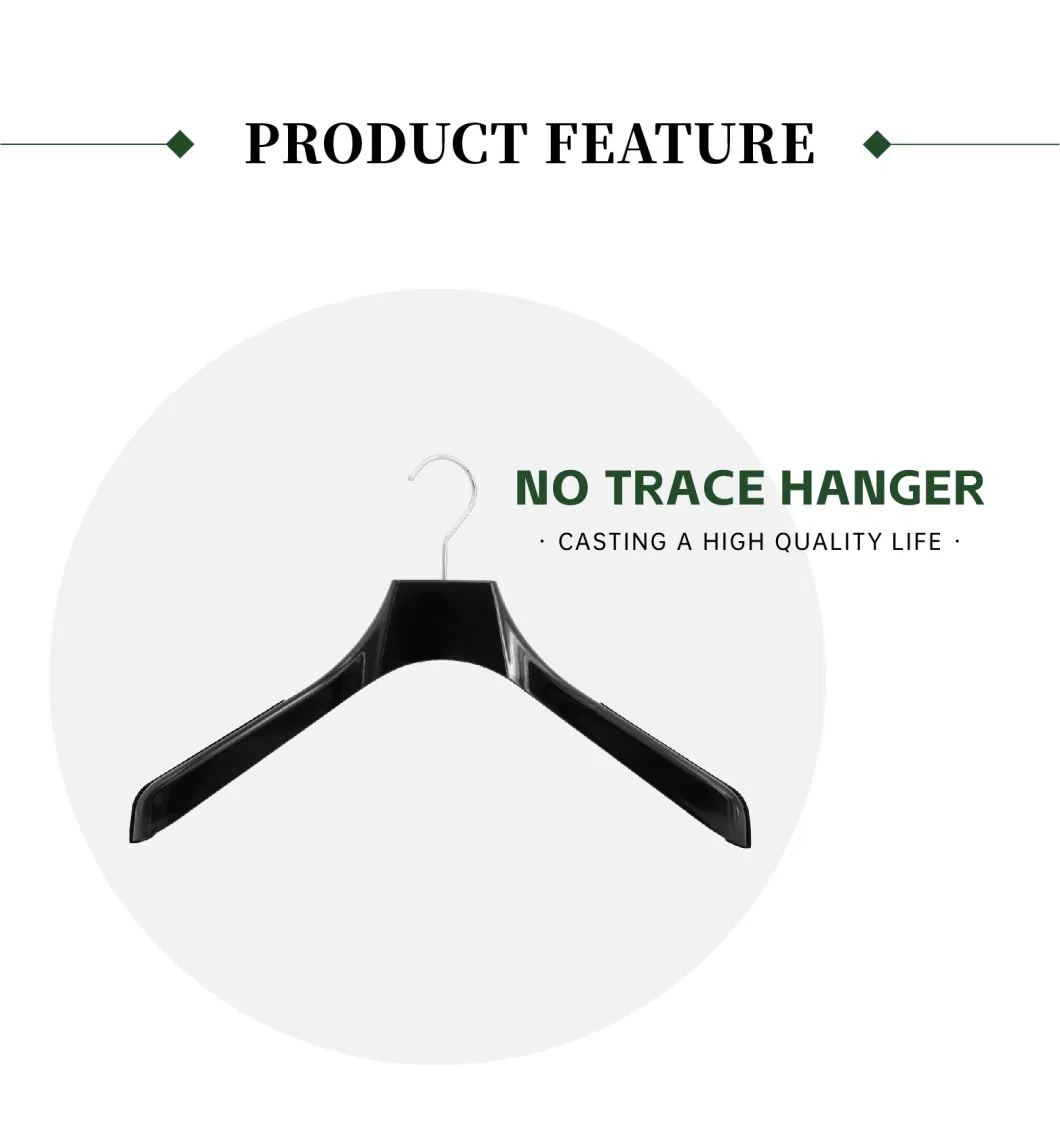 Luxury Hanger Plastic Hanger Shinny Black Color Antislip Brand Shop Hanger for Shirt for Sweaters