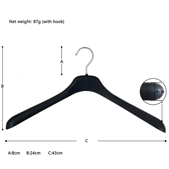 Clothes Hanger Non Slip Plastic Hanger Suit and Jacket Hanger with Metal Hook 