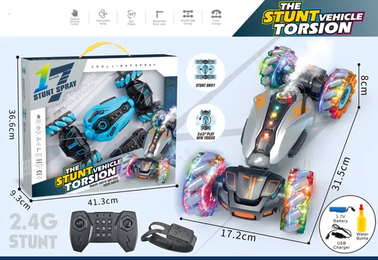 1: 10 360degree Stunt Rolling RC Car Toy Remote Control RC Twist Stunt Car Double Side Running Newest Gesture Hand Watch Control Toy Cars 