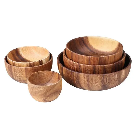 Food Containers Acacia Woodensoup Bowl Fruit Wooden Household Kitchen Bowl Cutlery Basin Fruit Bowl Salad Bowl Storage Woodbowl