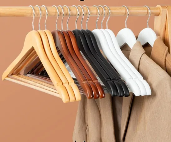 Quality Wooden Top Hangers (Solid wood) in Natural/Dark/White/Black Finish Used on Shirts/Coats/Suits for Amazon/Ebay/Supermarkets 