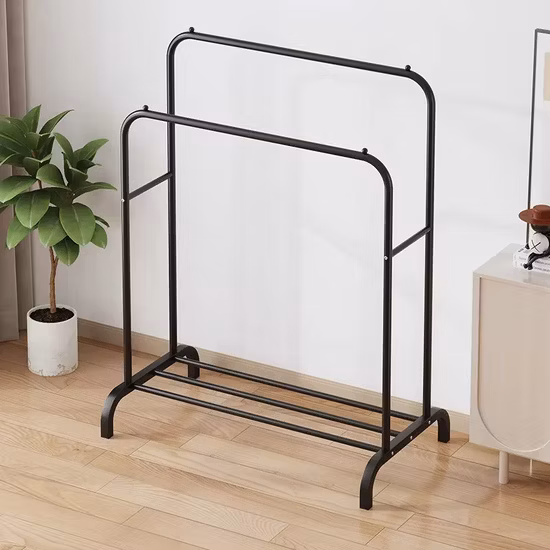 Double Rod Portable Clothing Hanging Garment Rack