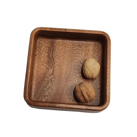 Wholesale Walnut Wood Snack Storage Square Bowl Desktop Storage 