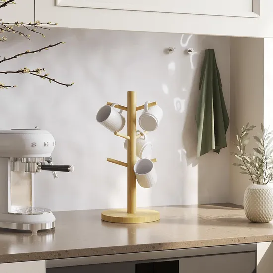 Stylish Bamboo Cup Storage Rack for Organized Kitchen Spaces 