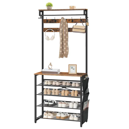 Hoobro Hall Tree with Bench Coat Rack Shoe Storage Bench for Entryway 