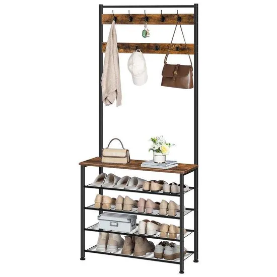 Hoobro Coat Stand Coat Rack with Shoe Storage Free Standing Hall Tree 