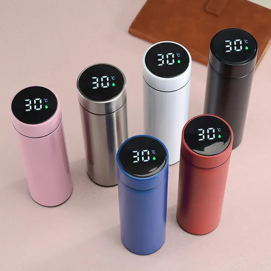 2023 Infuser Smart Water Bottle Stainless Steel Tumbler Digital Vacuum Flasks Promotional Business Gift 