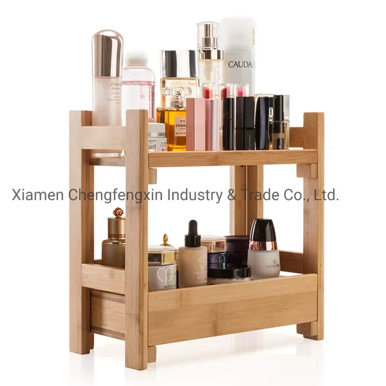 Stylish Bamboo Makeup Organizer with Convenient Drawer for Bathroom Storage 